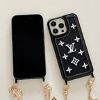 Fabric Leather Crossbody Chain iPhone Case With Ornament Charm for 12-pro-max