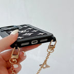 Fabric Leather Crossbody Chain iPhone Case With Ornament Charm for 13-pro-max