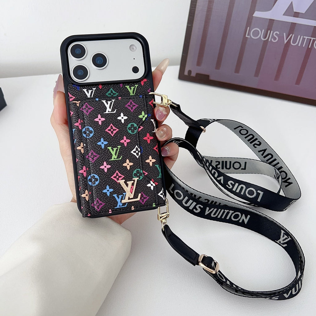 Multicolor LV Monogram Crossbody Wallet Case For 13-17 / Pro / Pro Max for 13-pro-max