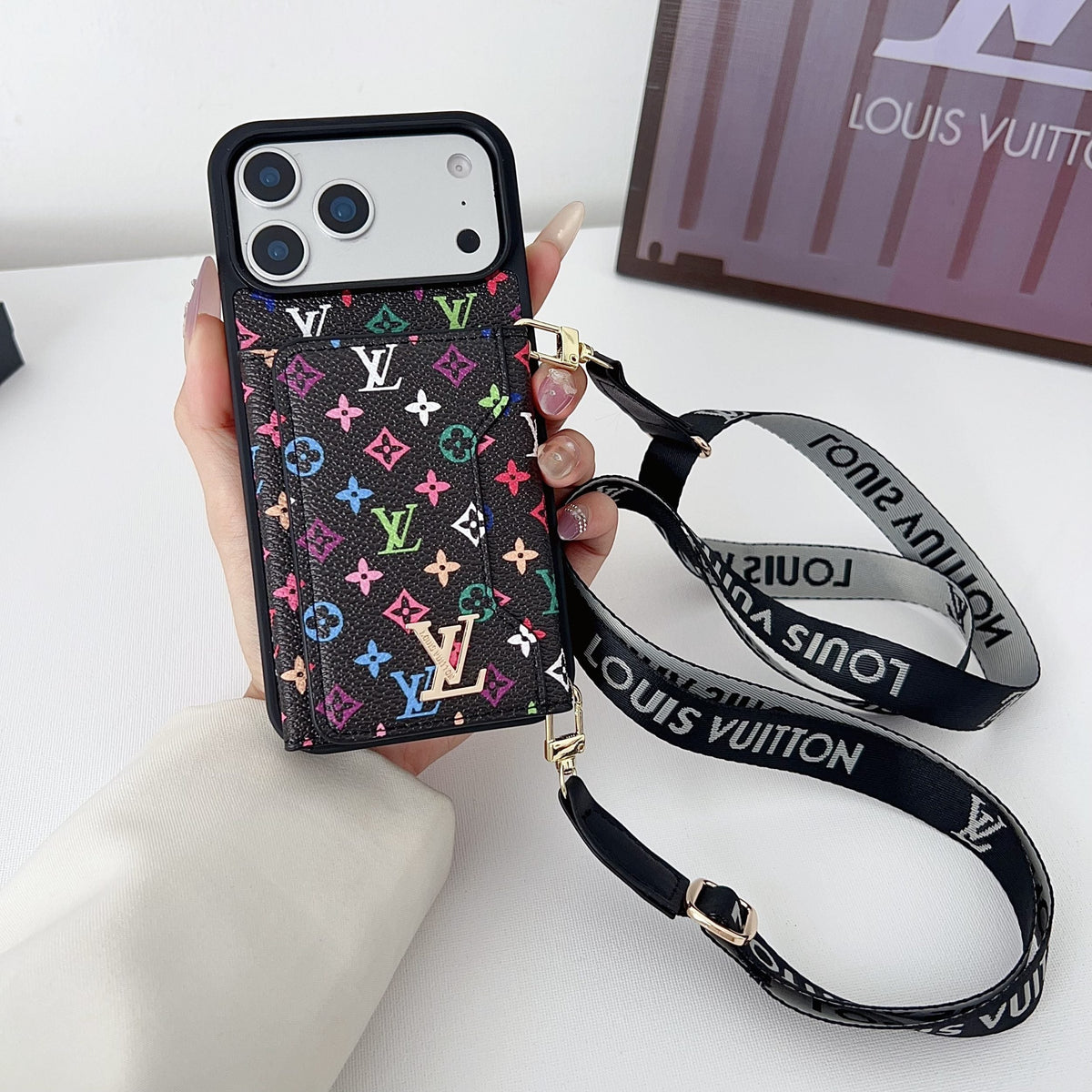 Multicolor LV Monogram Crossbody Wallet Case For 13-17 / Pro / Pro Max for 13-pro-max