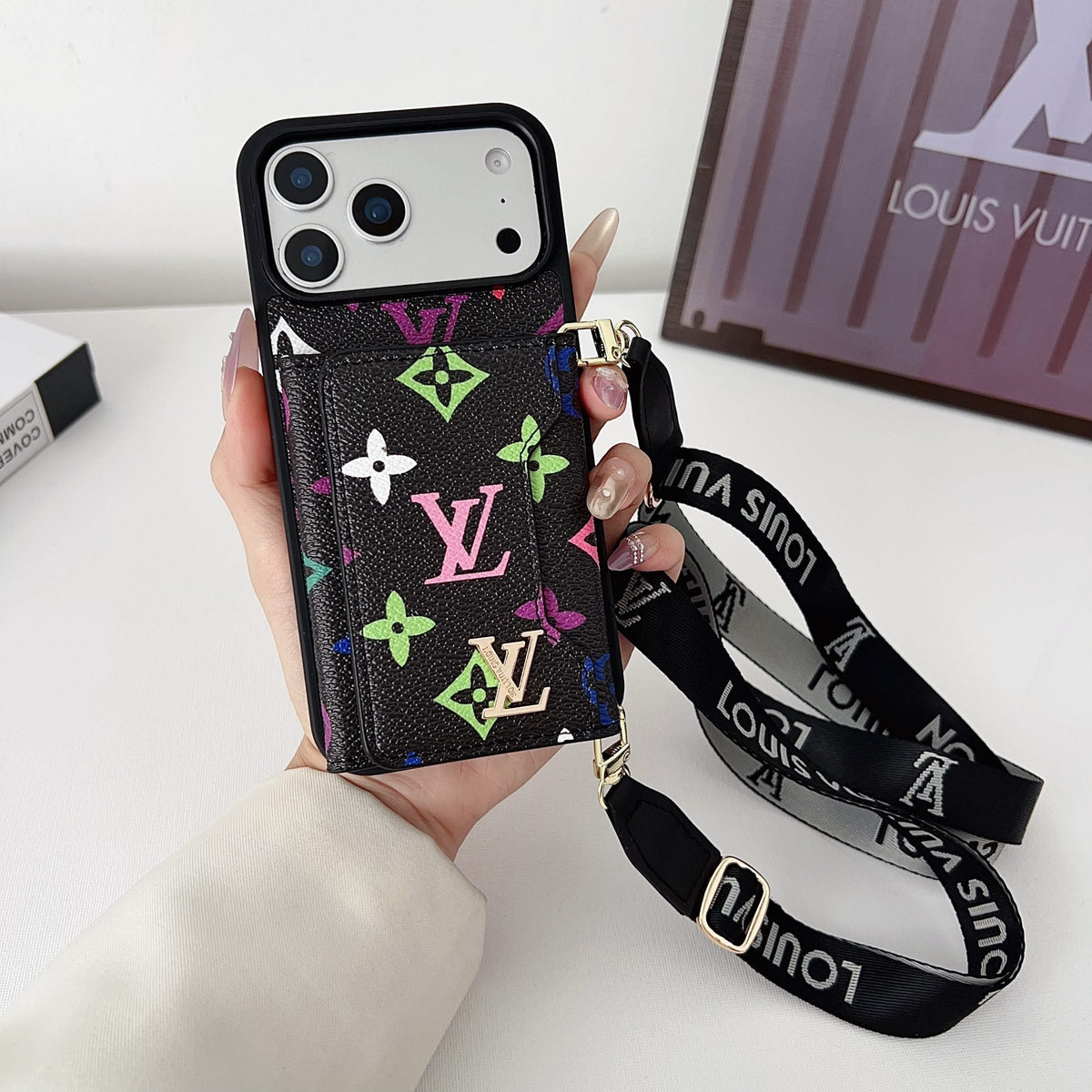 Multicolor LV Monogram Crossbody Wallet Case For 13-17 / Pro / Pro Max for 13-pro-max