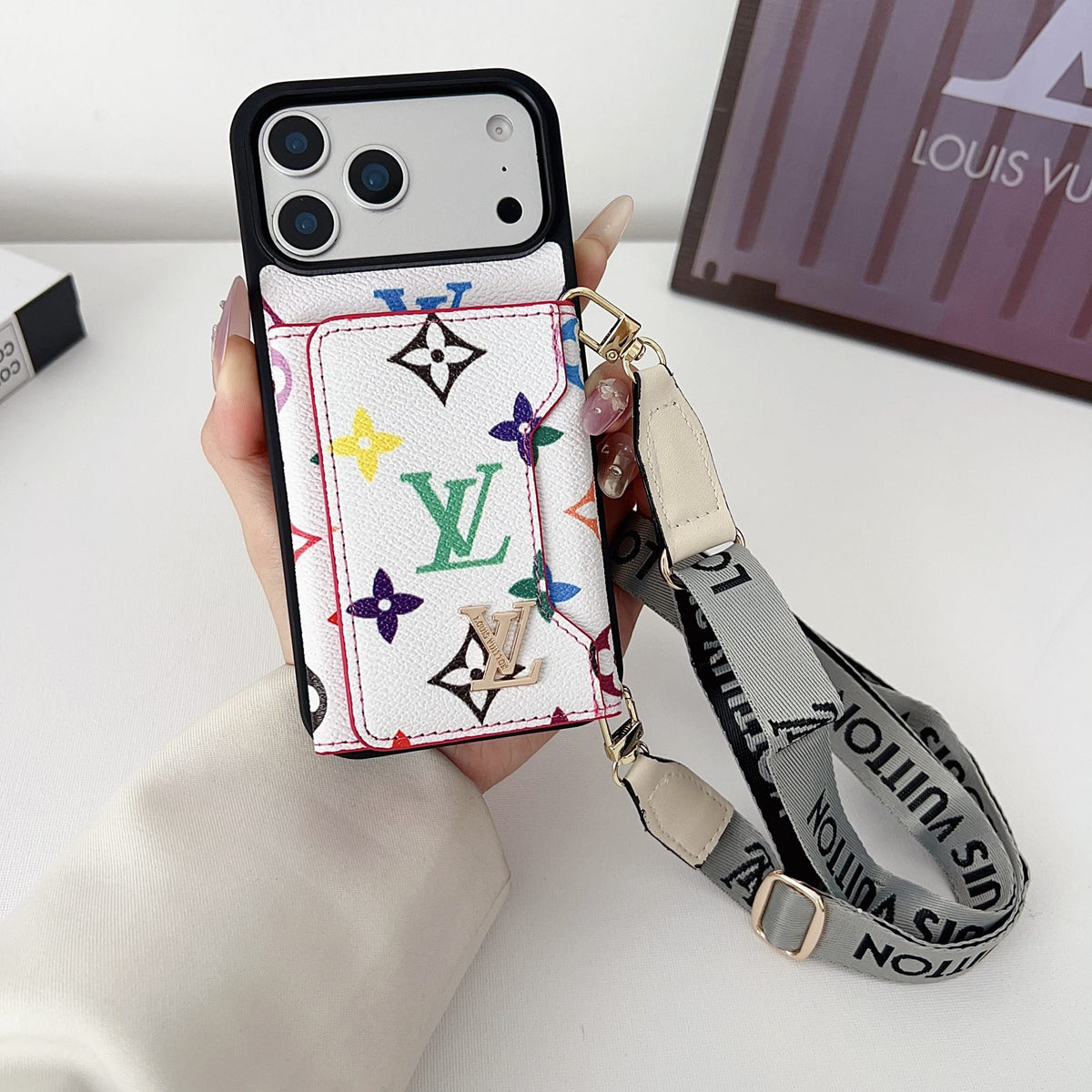Multicolor LV Monogram Crossbody Wallet Case For 13-17 / Pro / Pro Max for 13-pro-max