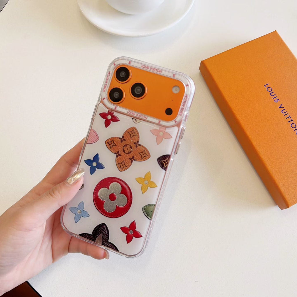 Multicolor Monogram White LV Case iPhone 14-17 / Pro / Pro Max for 14-pro-max