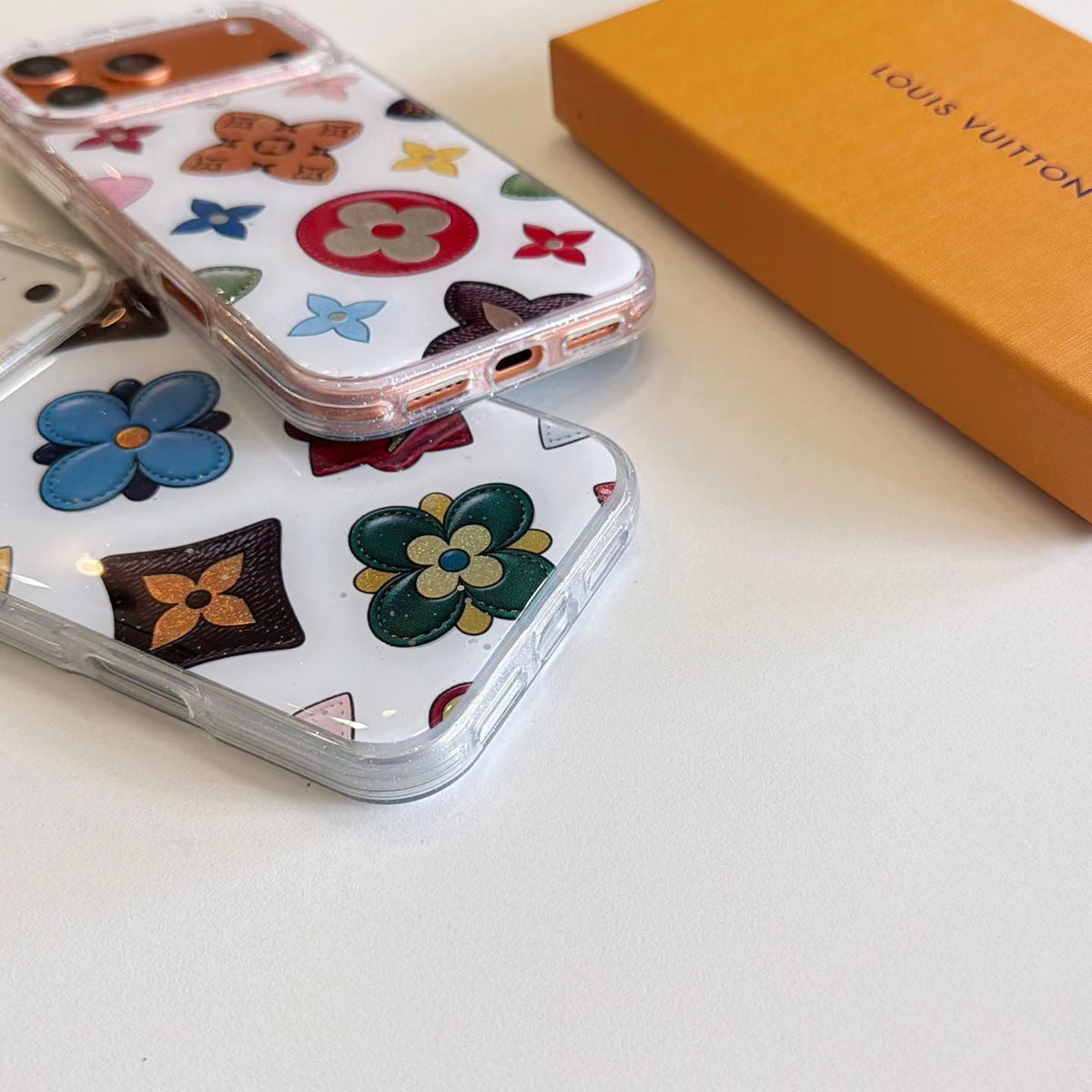 Multicolor Monogram White LV Case iPhone 14-17 / Pro / Pro Max for 14-pro