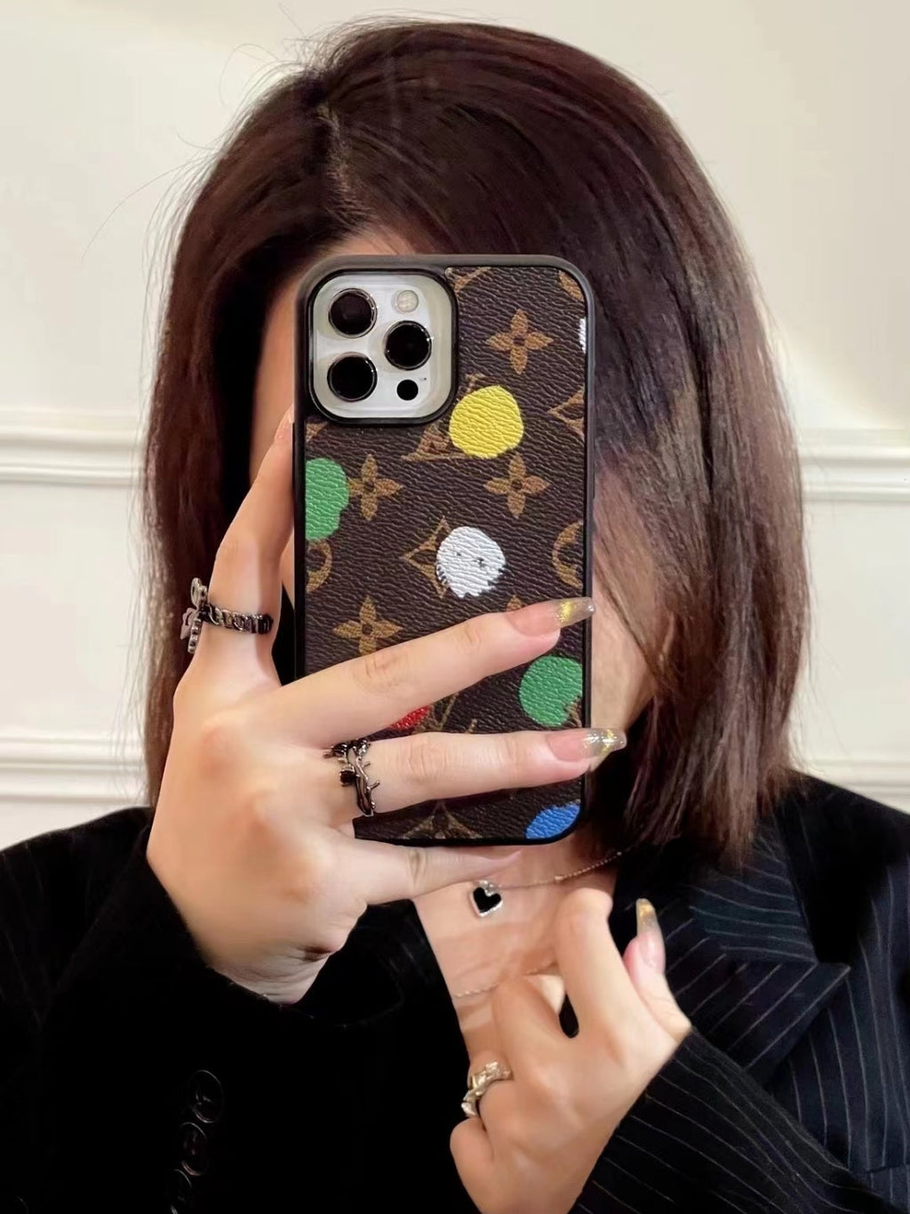 LV iPhone Case Paint Spots Design For 11 12 13 14 Pro Max