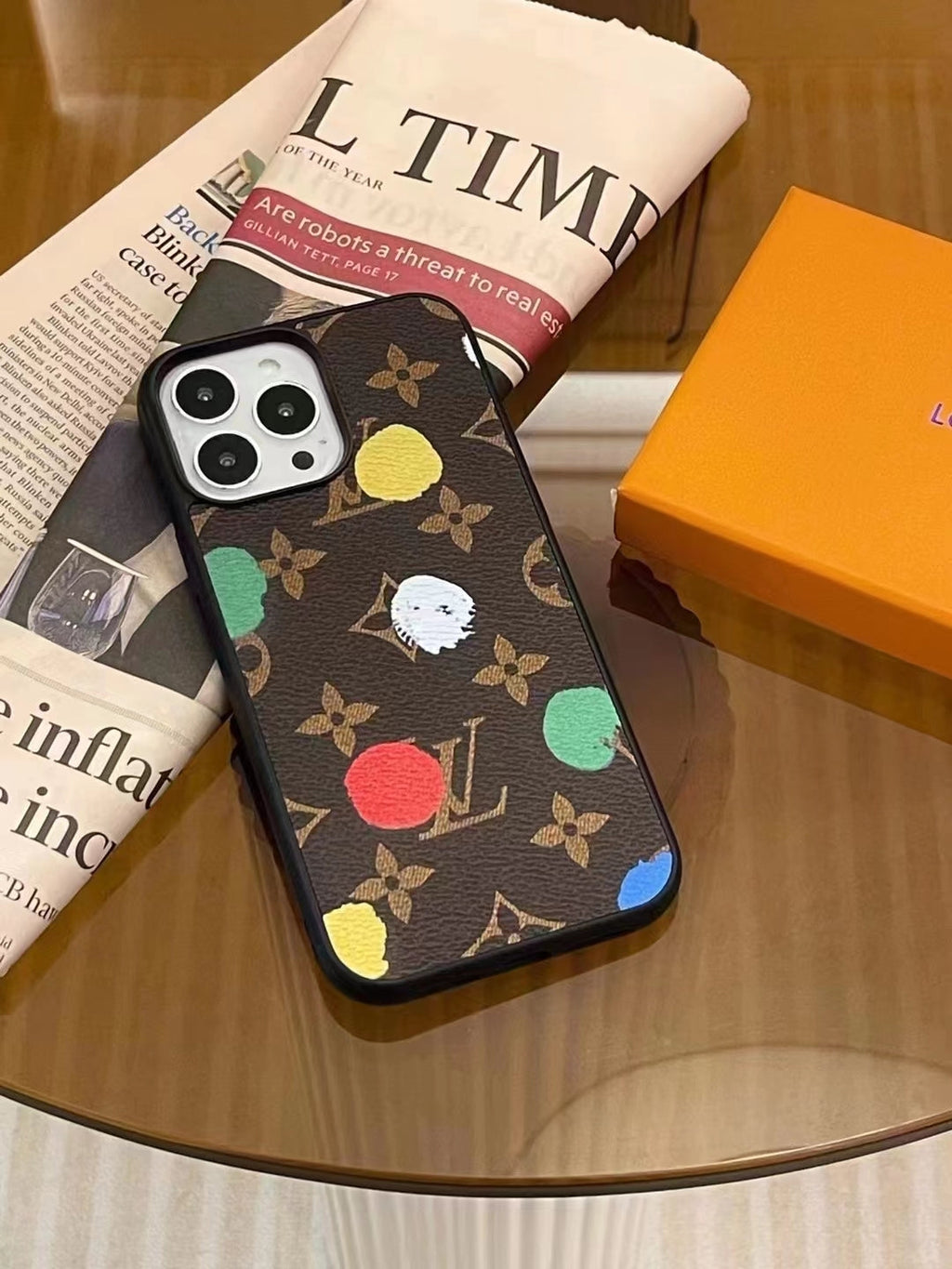 LV iPhone Case Paint Spots Design For 11 12 13 14 Pro Max for 11-pro-max