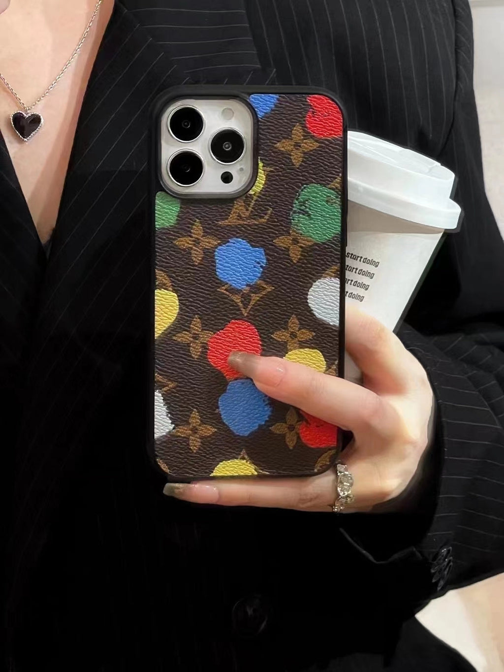 LV iPhone Case Paint Spots Design For 11 12 13 14 Pro Max