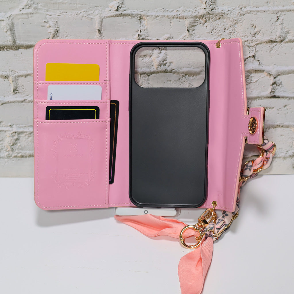 LV iPhone Case Pink Monogram Crossbody Wallet For 17/ Pro/ Pro Max/ Air