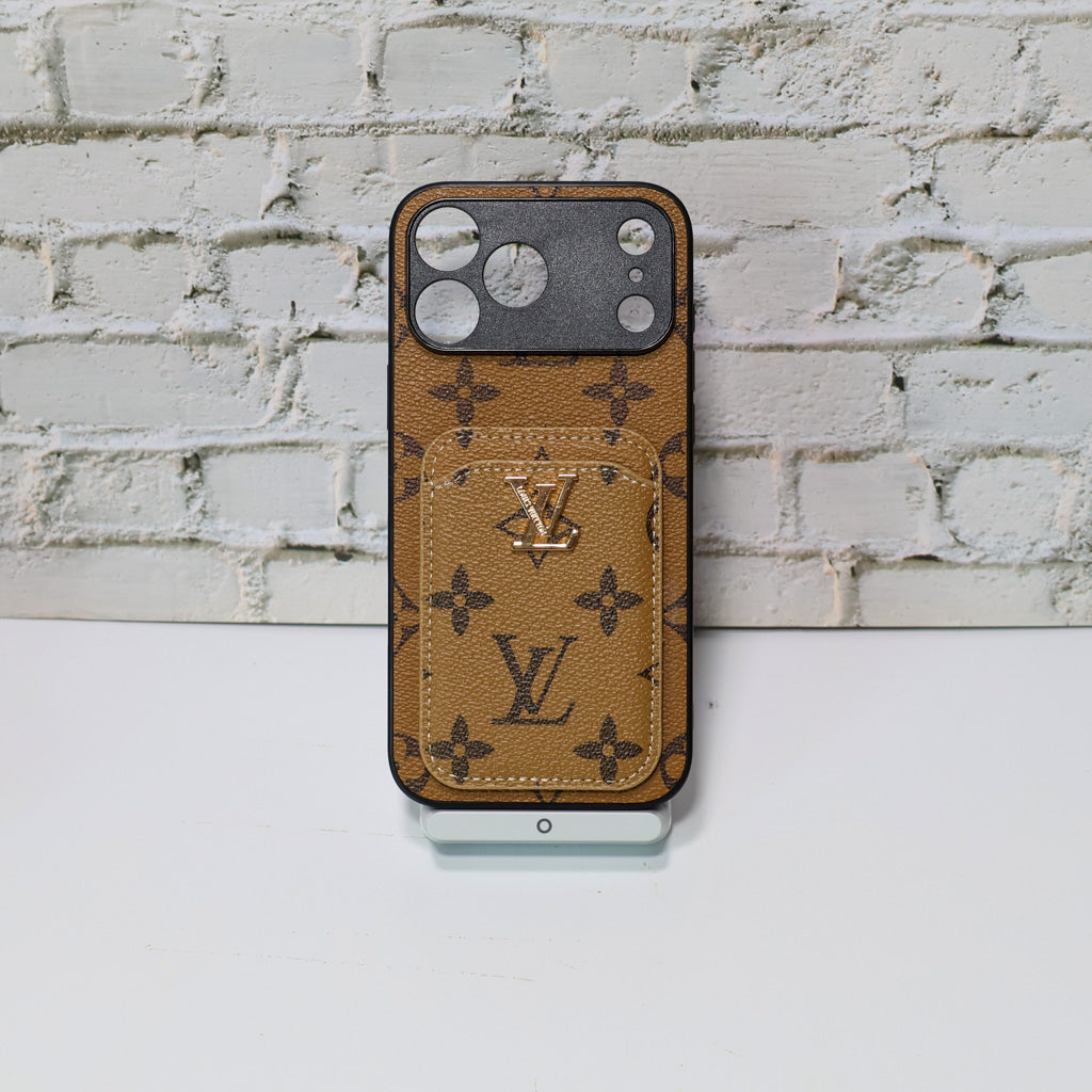 LV Style Card Holder Phone Case For iPhone 12-17 / Pro / Pro Max / Plus for 13