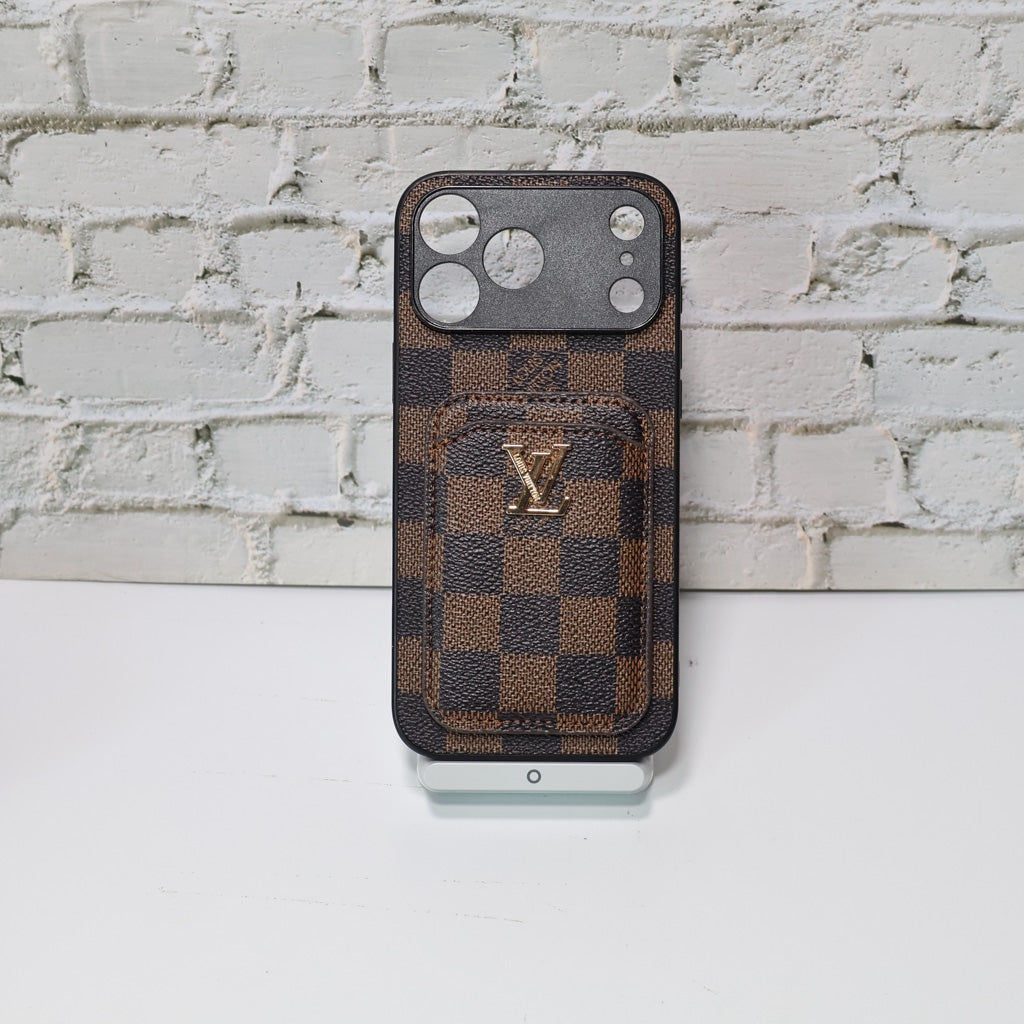 LV Style Card Holder Phone Case For iPhone 12-17 / Pro / Pro Max / Plus for 12-pro-max