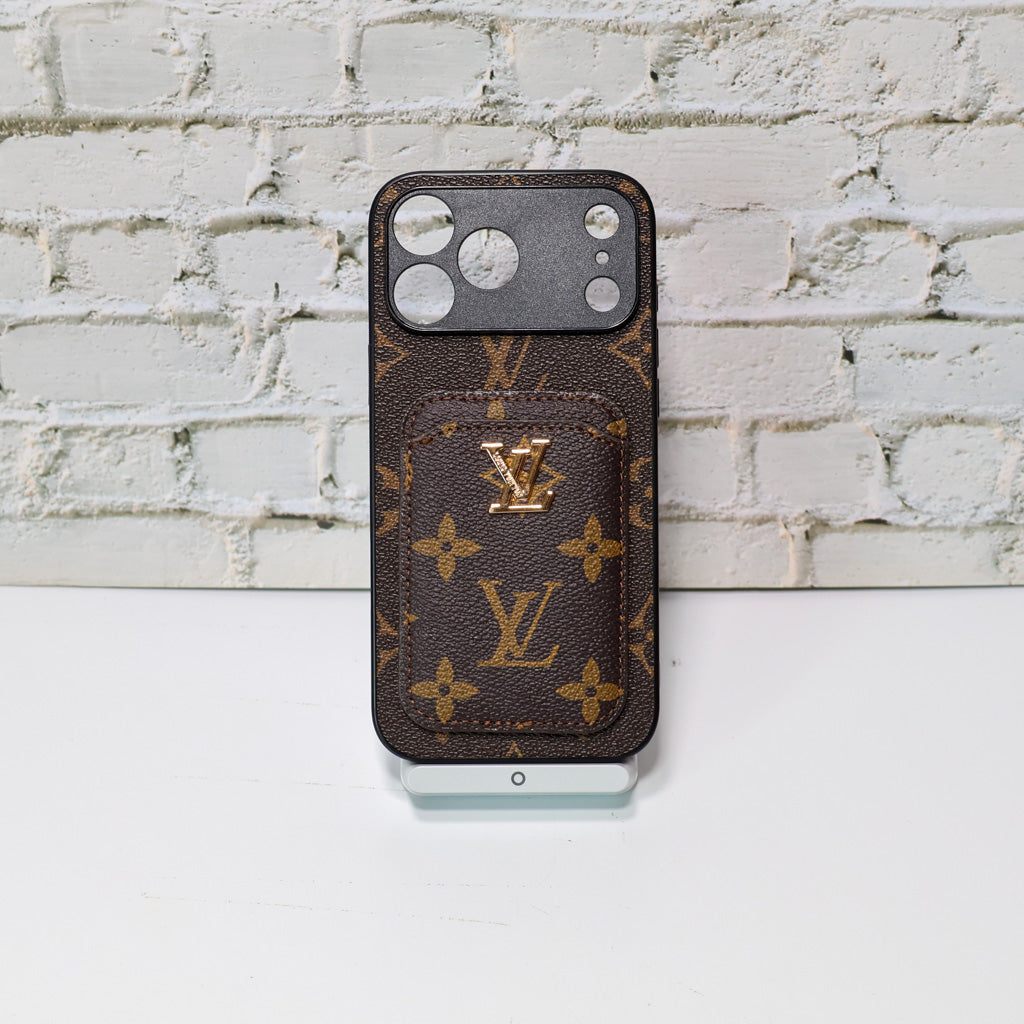 LV Style Card Holder Phone Case For iPhone 12-17 / Pro / Pro Max / Plus for 12-pro-max