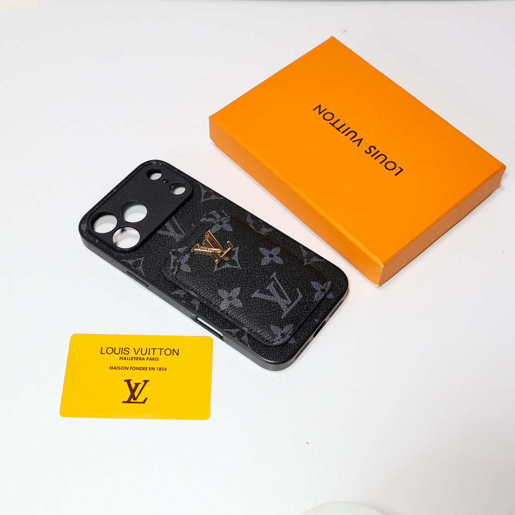 LV Style Card Holder Phone Case For iPhone 12-17 / Pro / Pro Max / Plus for 12-pro