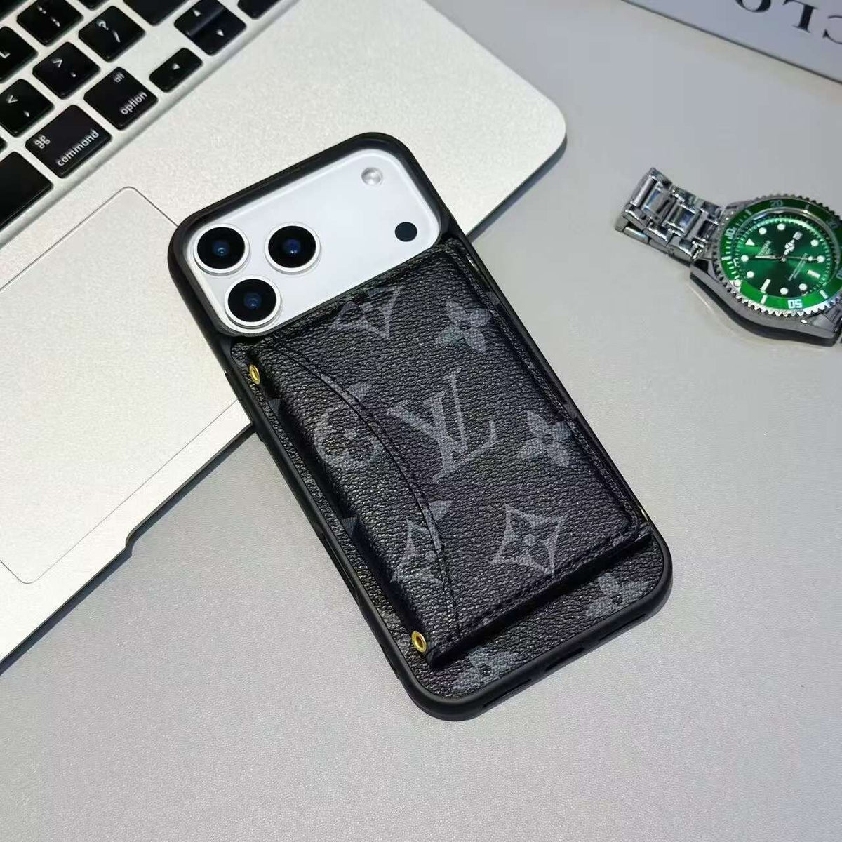Luxury Card Holder Wallet LV Style iPhone 17 Series Phone Case