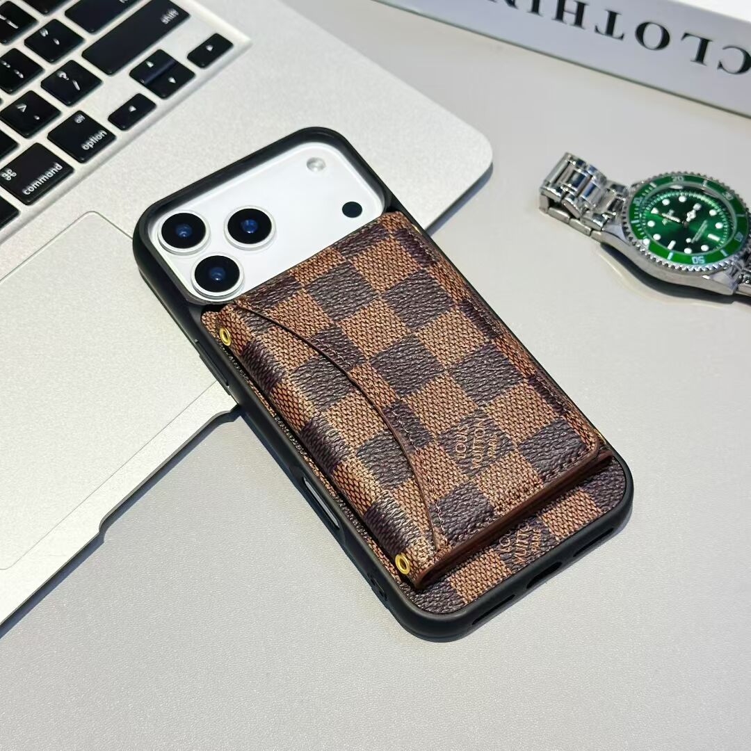 Luxury Card Holder Wallet LV Style iPhone 17 Series Phone Case