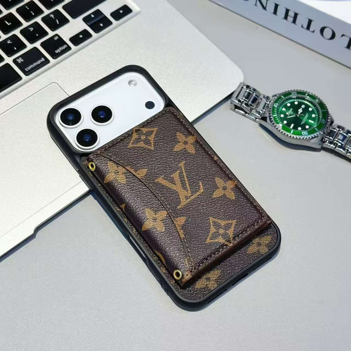 Luxury Card Holder Wallet LV Style iPhone 17 Series Phone Case