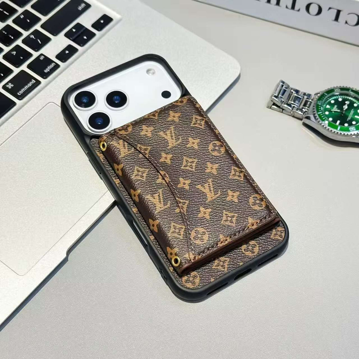 Luxury Card Holder Wallet LV Style iPhone 17 Series Phone Case