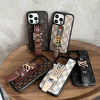 LV Case iPhone Pro Max Plus 16 / 15 / 14 / 13 / 12 Adjustable Hand Strap Kickstand