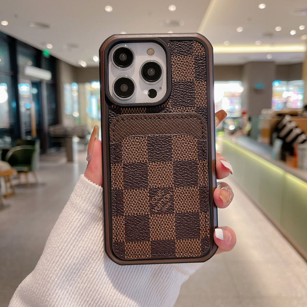 Luxury Leather LV iPhone 16 / 15 / Pro / Max / Plus / Case Monogram Pattern for 15-pro