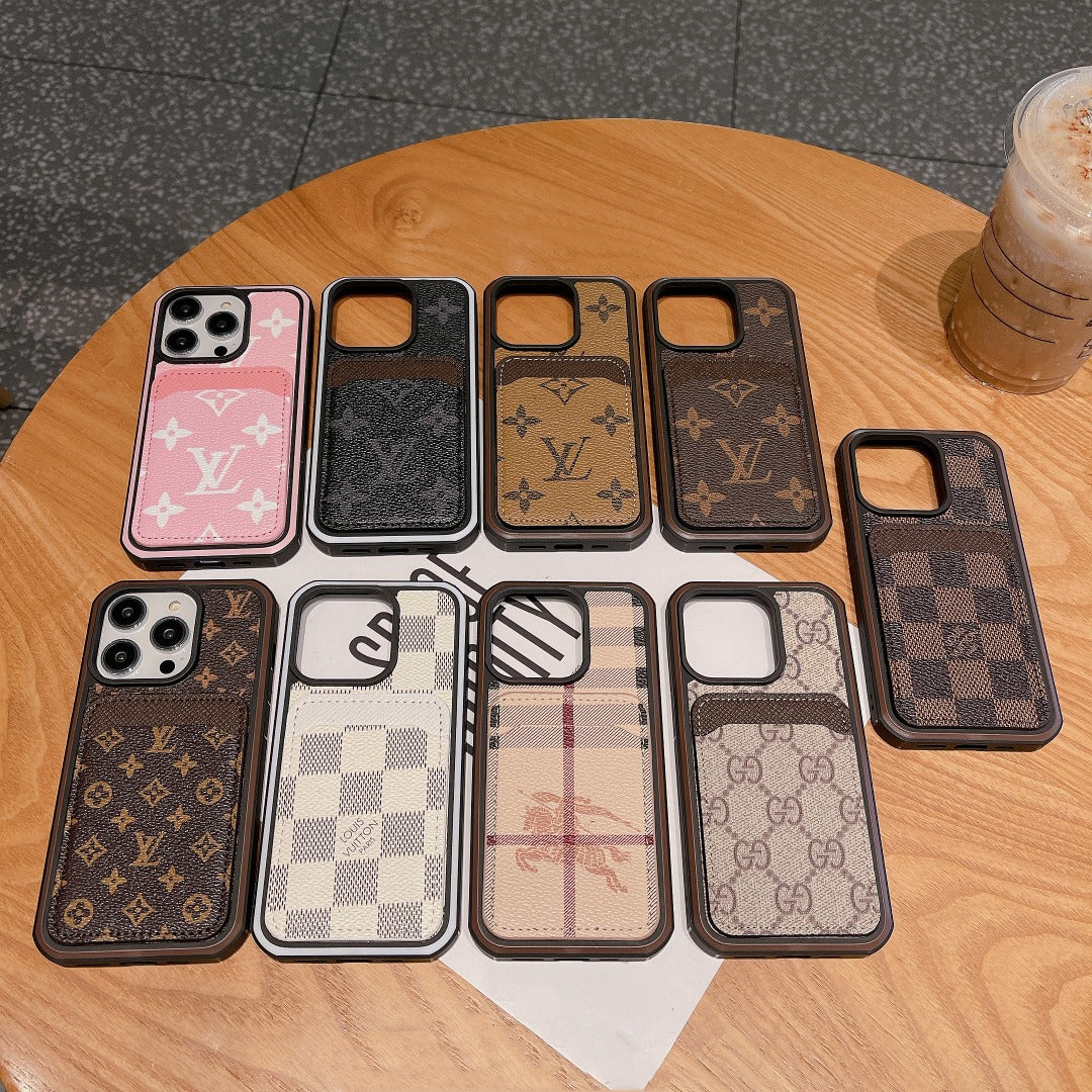 Luxury Leather LV iPhone 16 / 15 / Pro / Max / Plus / Case Monogram Pattern