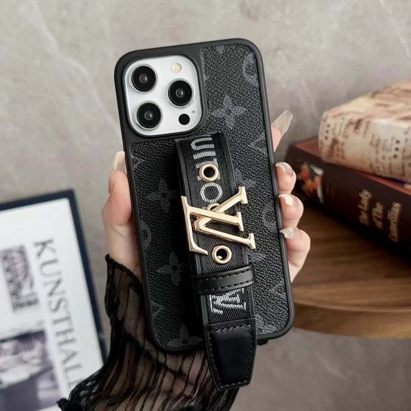 LV Case iPhone Pro Max Plus 16 / 15 / 14 / 13 / 12 Adjustable Hand Strap Kickstand for 12-pro