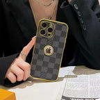 Electroplated LV iPhone Case Logo Opening For 12 13 14 15 16 Pro Max Plus for 12-pro