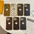 Electroplated LV iPhone Case Logo Opening For 12 13 14 15 16 Pro Max Plus