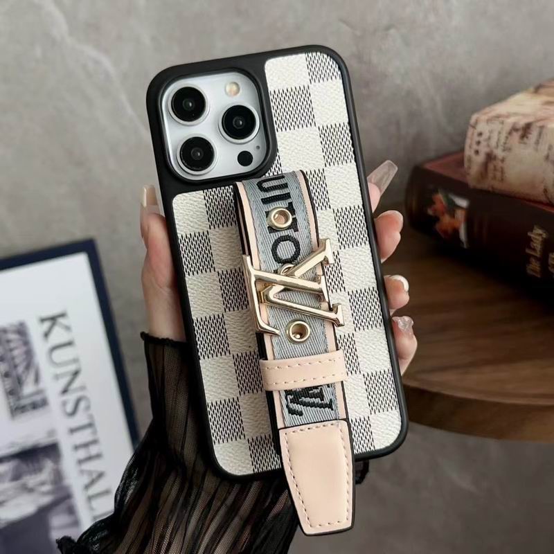 LV Case iPhone Pro Max Plus 16 / 15 / 14 / 13 / 12 Adjustable Hand Strap Kickstand for 12-pro