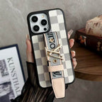 LV Case iPhone Pro Max Plus 16 / 15 / 14 / 13 / 12 Adjustable Hand Strap Kickstand for 12-pro