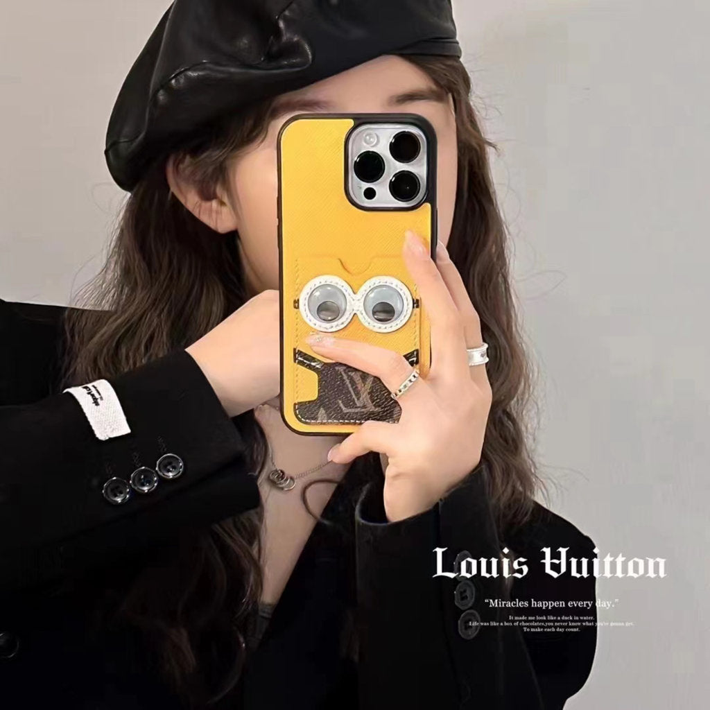 Louis Vuitton Phone Case Minions Card Holder For 11 12 13 14 Pro Max Plus for 11-pro