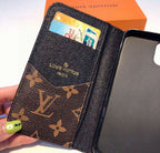 iPhone Wallet Case Brown Mono Leather Black Edge 11 12 13 14 15 16 Pro Max Plus for 13-pro-max
