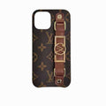 LV Monogram iPhone Case Brown Hand Strap For 11 12 13 14 15 16 Pro Max