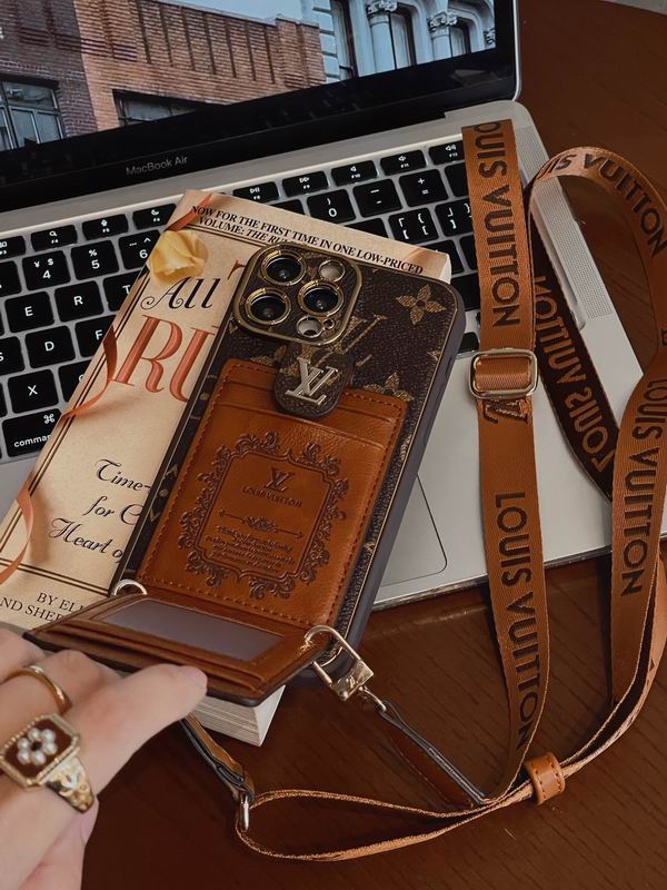 LV Case iPhone 15 Pro Max Detachable Belt Crossbody Style for 12