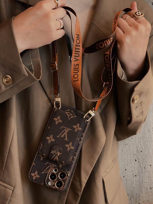 LV Case iPhone 15 Pro Max Detachable Belt Crossbody Style for 13
