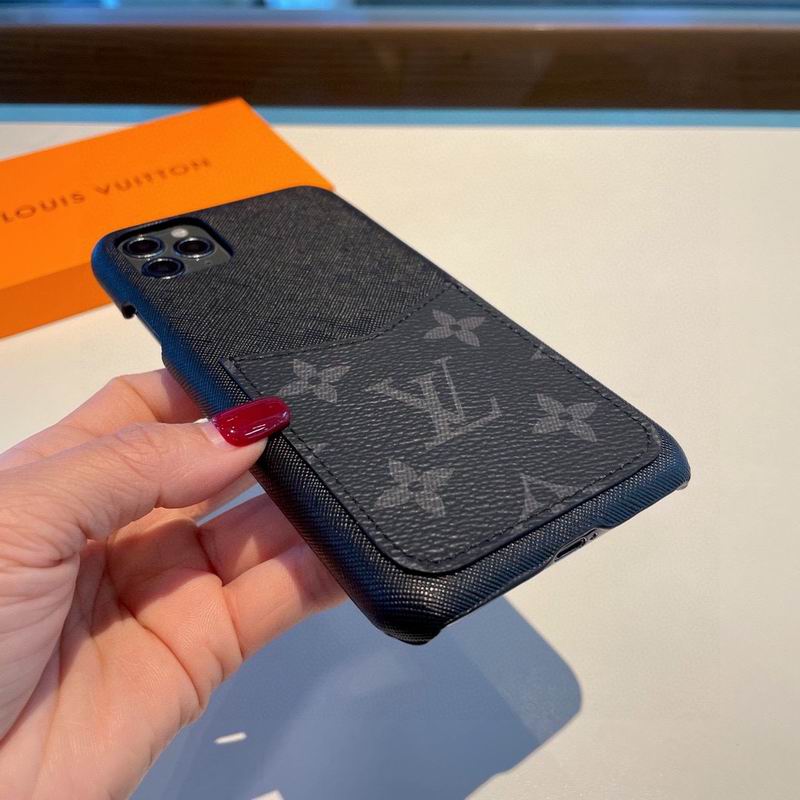 Fashion LV iPhone Case Black Card Leather Slot For I Pro Max Plus for 12-pro-max