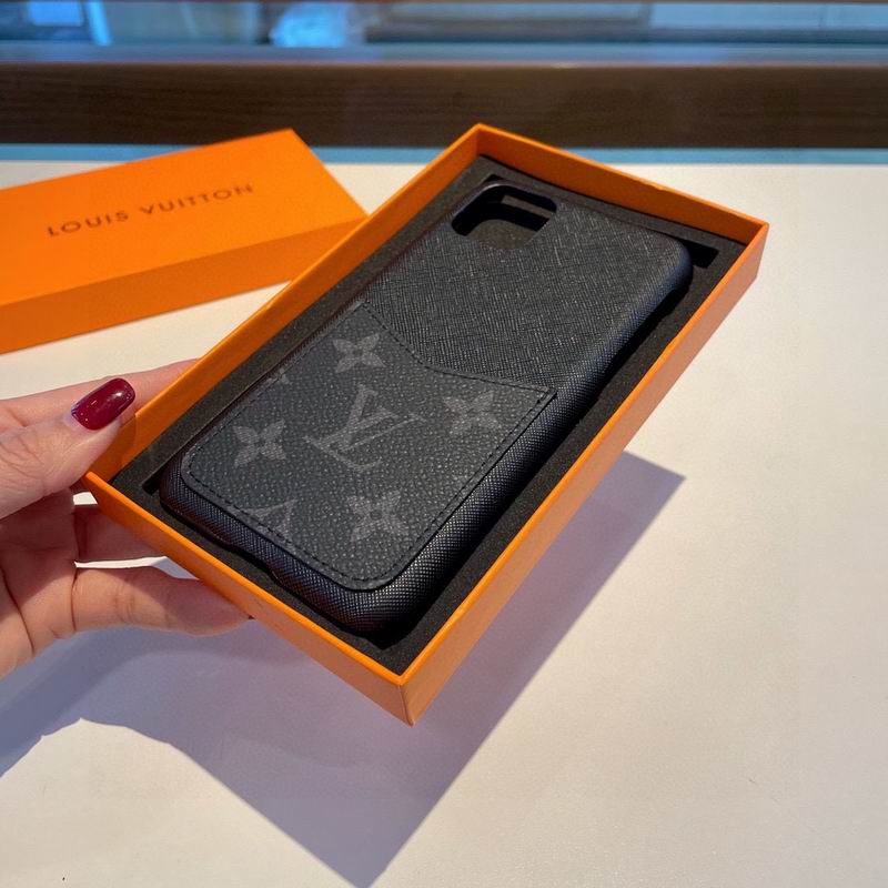 Fashion LV iPhone Case Black Card Leather Slot For I Pro Max Plus for 13