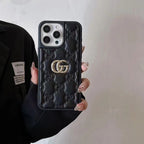 Stamped GG Leather iPhone Case For 13-17 / Pro / Pro Max for 14-pro