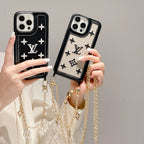 Fabric Leather Crossbody Chain iPhone Case With Ornament Charm for 12