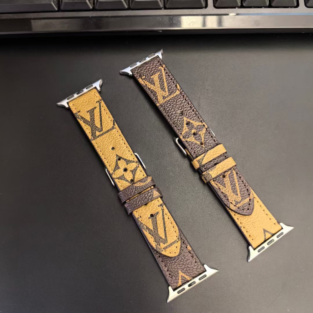 Louis Vuitton Apple Watch Bands Fashion Monogram Leather Apple Watch Band for brown-pale