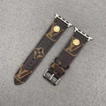 LV Monogram Apple Watch Band Brown Leather for 42mm-44mm-45mm