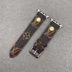 LV Monogram Apple Watch Band Brown Leather for 42mm-44mm-45mm
