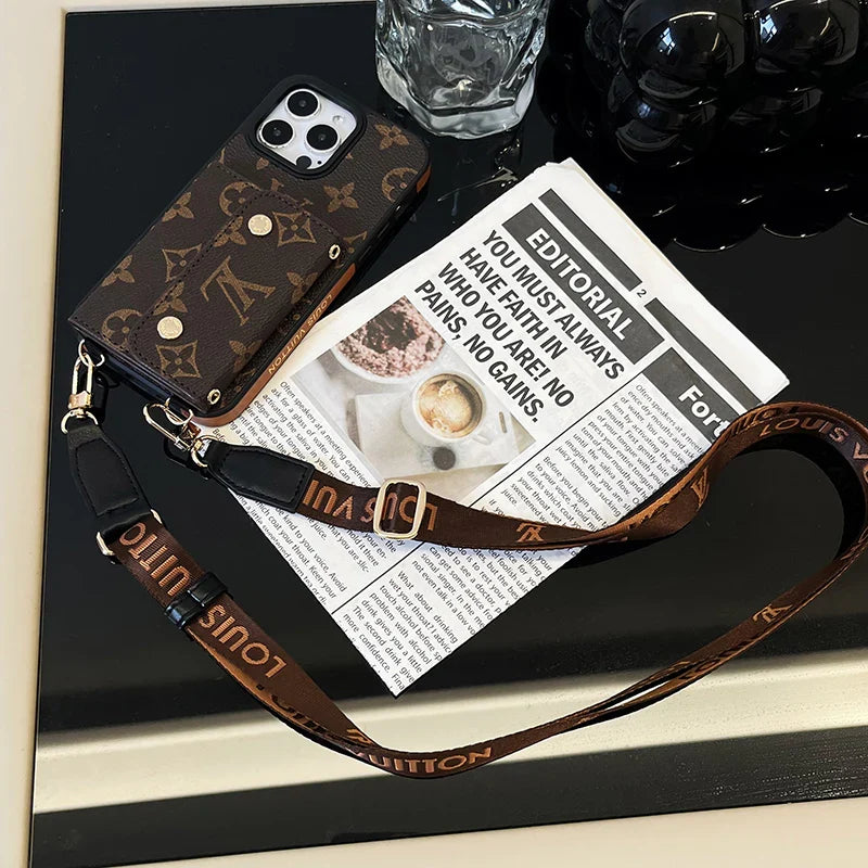 Luxury Phone Wallet Crossbody Style Lanyard For iPhone 12 – 16 Pro Max Plus Series iPhone Case for 1
