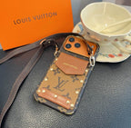 Louis Vuitton Card Holder Phone Case Crossbody 12-17 / Pro / Pro Max / Plus for 12-pro