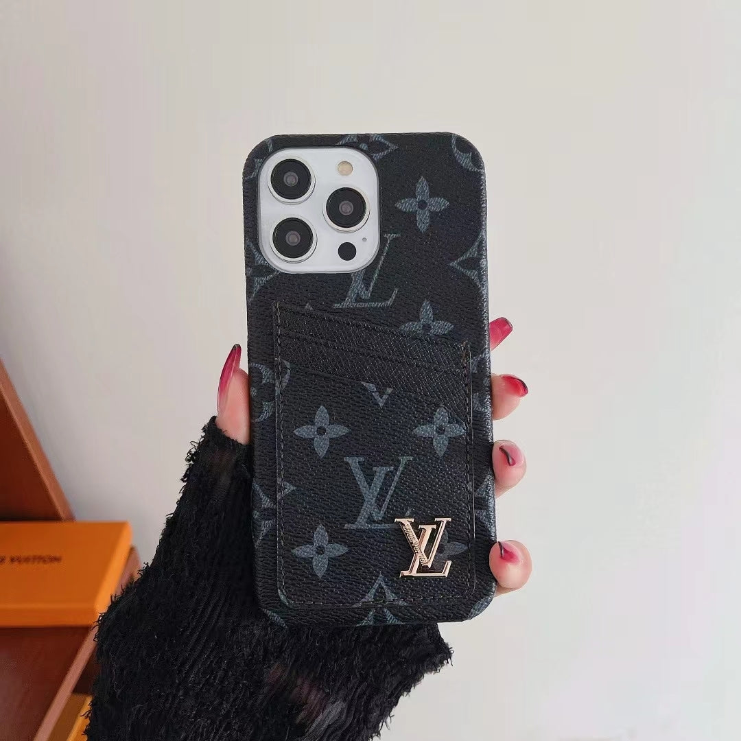 LV iPhone Case Card Slot Accent Color For 11 12 13 14 15 16 Pro Max Plus Series for 12-pro