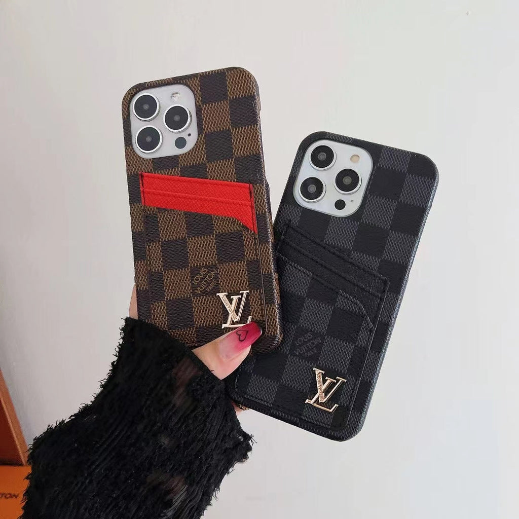 LV iPhone Case Card Slot Accent Color For 11 12 13 14 15 16 Pro Max Plus Series
