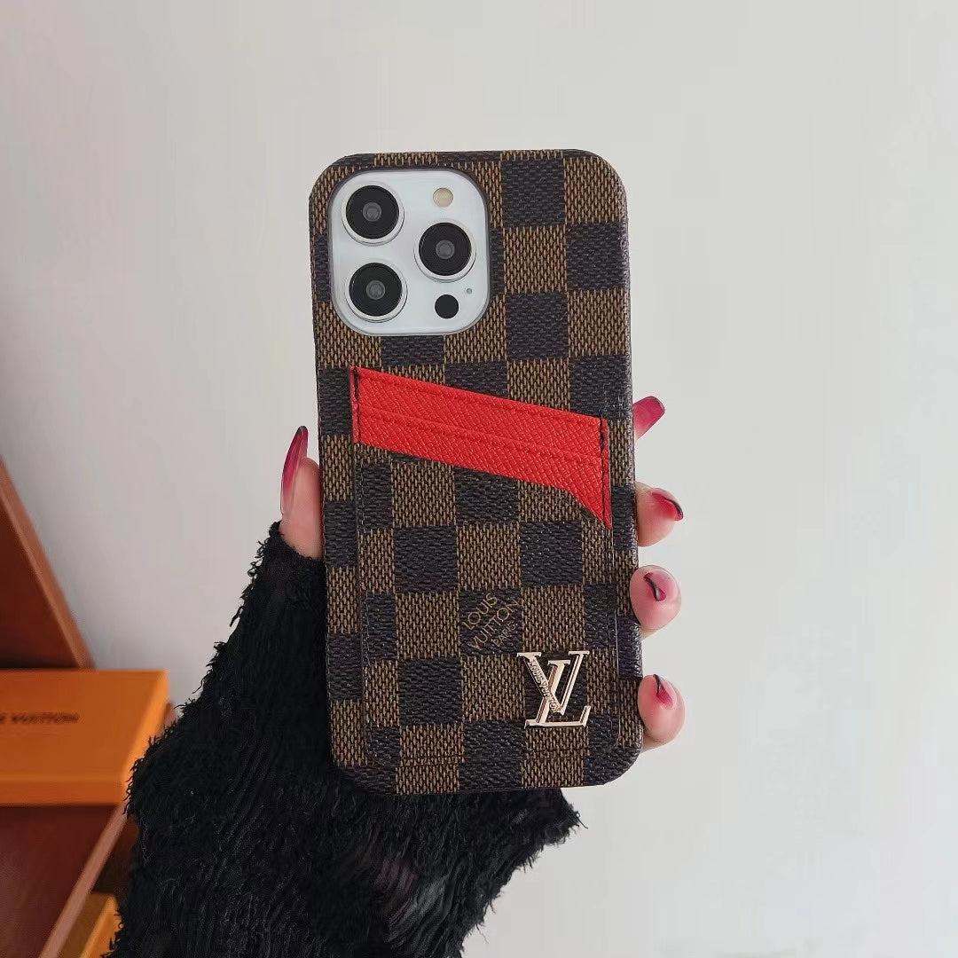 LV iPhone Case Card Slot Accent Color For 11 12 13 14 15 16 Pro Max Plus Series for 12-pro