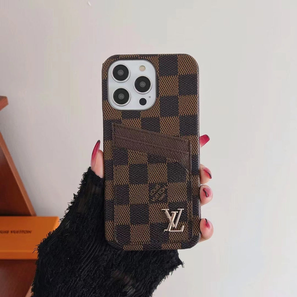 LV iPhone Case Card Slot Accent Color For 11 12 13 14 15 16 Pro Max Plus Series for 12-pro