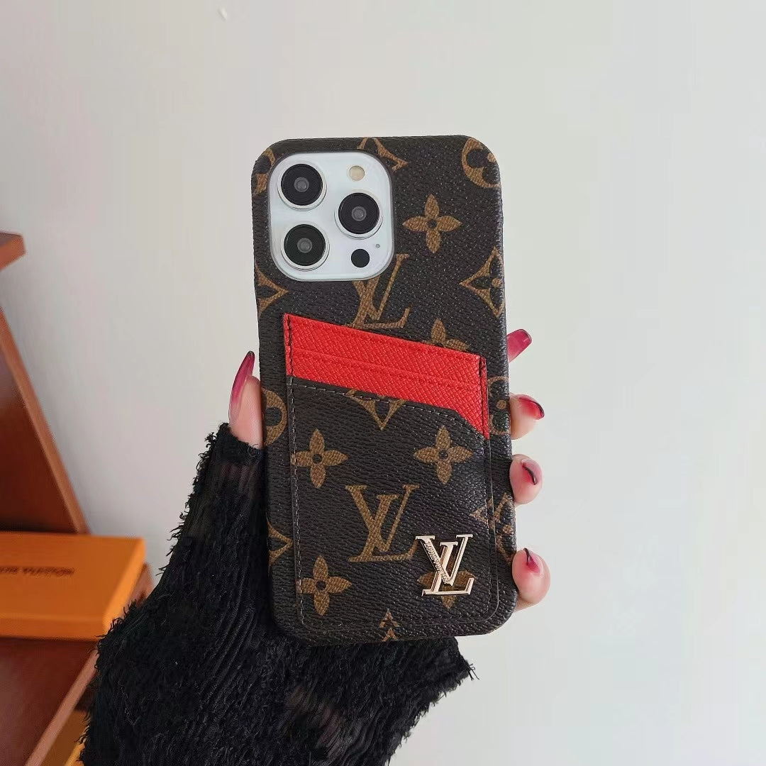 LV iPhone Case Card Slot Accent Color For 11 12 13 14 15 16 Pro Max Plus Series for 12-pro