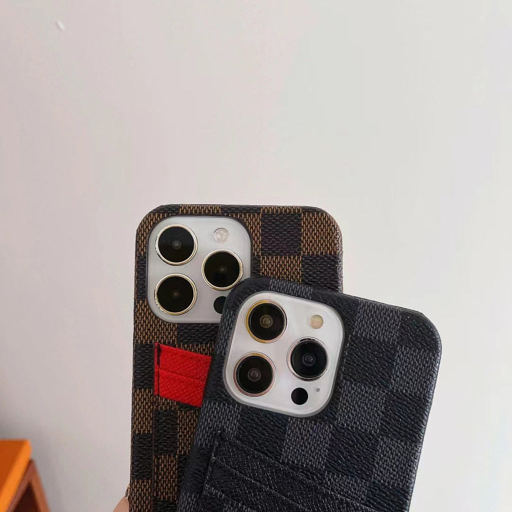 LV iPhone Case Card Slot Accent Color For 11 12 13 14 15 16 Pro Max Plus Series