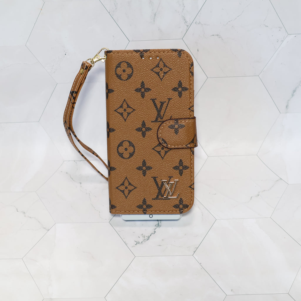 Classic LV Leather Wallet iPhone Case 12-17 Pro Max Plus Air for 12-pro