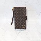 Classic LV Leather Wallet iPhone Case 12-17 Pro Max Plus Air